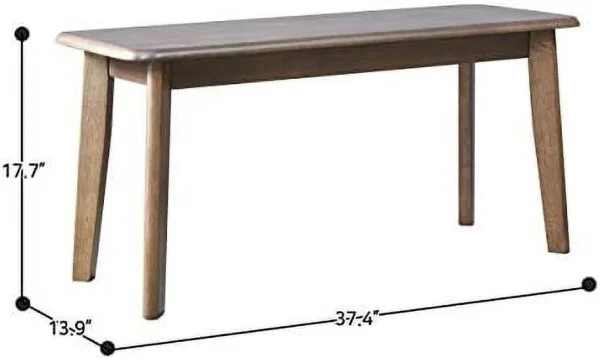 TQNLKGZ Canberra 37.4" Wooden Dining Bench/Mid Century Modern Solid Malaysian Oak Kitchen Bench (Walnut) - MadeInUSA - Image 6