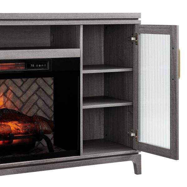Gray 2265FM-36-331 Allen + Roth 66-inch W Mushroom Oak Infrared Quartz Electric Fireplace - MadeInUSA - Image 7