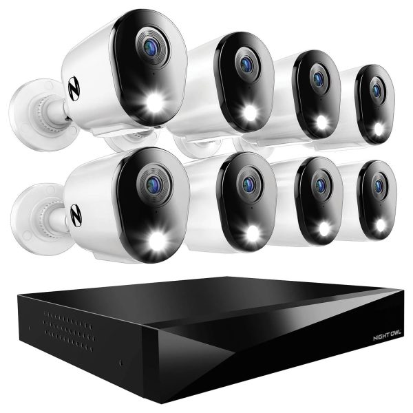 Night Owl 2-Way Audio 12 Channel DVR Security System with 1TB Hard Drive and 8 Wired 1080p Deterrence Cameras, Size: Varies by Model, Black - MadeInUSA