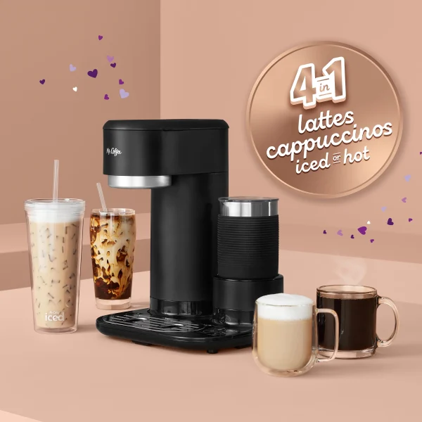 Mr. Coffee 4-in1 Single-Serve Latte, Iced, and Hot Coffee Maker, Black - MadeInUSA - Image 2