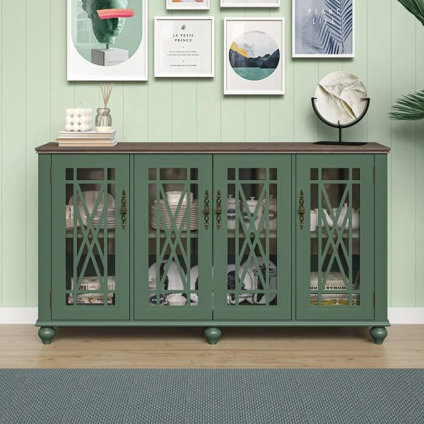 63" Vintage Storage Sideboard Buffet Accent Cabinet Navy - Festivo - MadeInUSA - Image 6