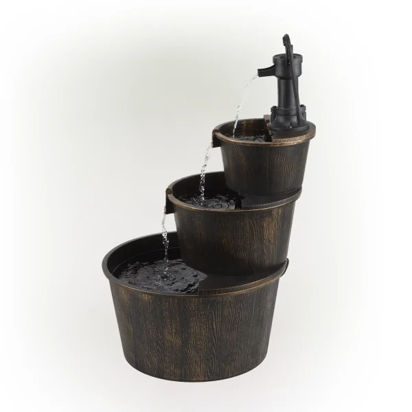 Alpine Corporation 40 Three Tier Pump Outdoor Fountain Decor, Brown - MadeInUSA - Image 8