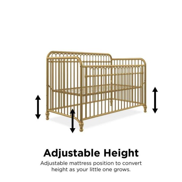 Little Seeds Raven 3-in-1 Convertible Metal Crib, JMPA Certified, Gold - MadeInUSA - Image 10