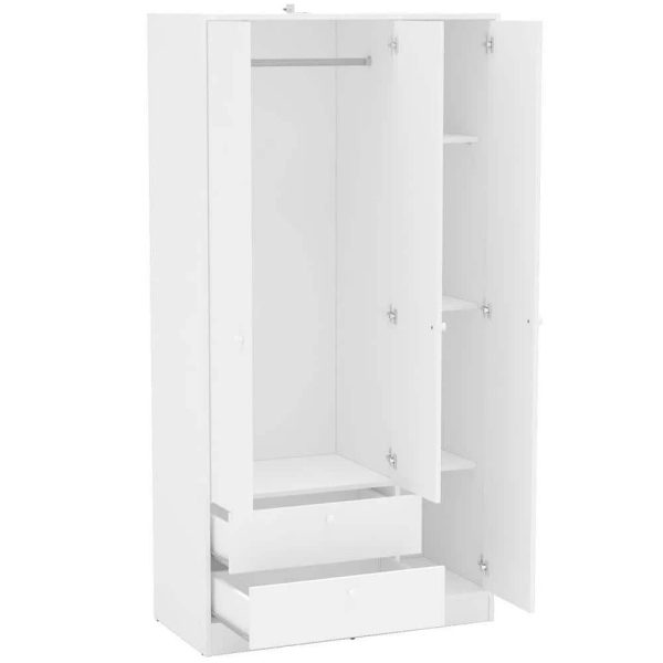 Cambridge 3 Door and 2 Drawer Wardrobe White - Chique - MadeInUSA - Image 6