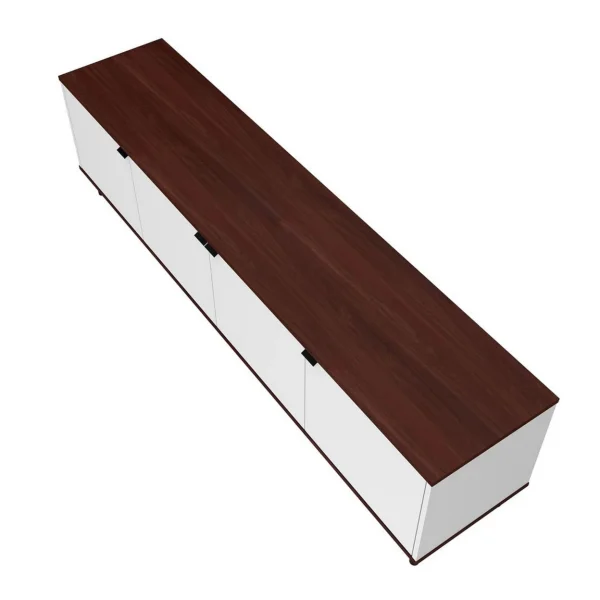 Mosholu 77.04 TV Stand with 4 Shelves in White and Nut Brown - MadeInUSA - Image 5