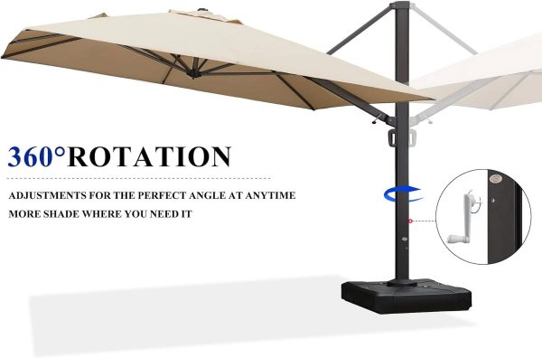 Purple Leaf 12 ft Square Patio Umbrella Large Outdoor Aluminum Umbrella Offset Umbrella with 360-Degree Rotation Cantilever for Garden Deck Backyard - MadeInUSA - Image 2