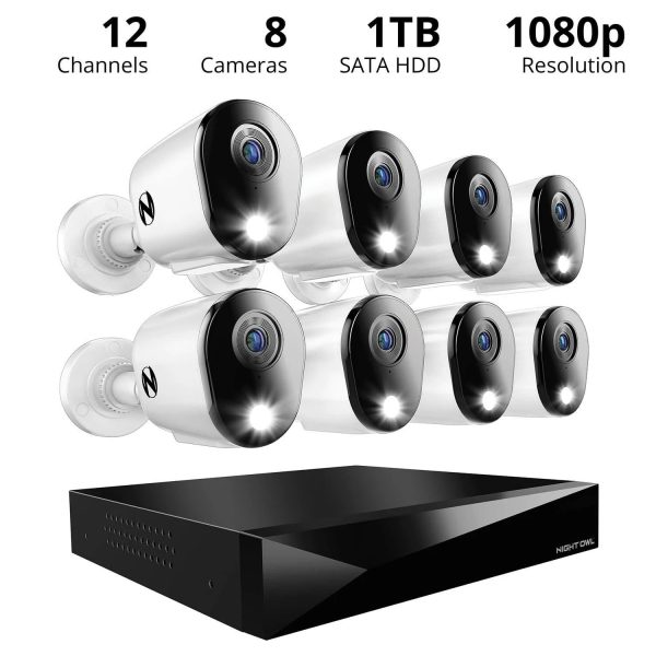 Night Owl 2-Way Audio 12 Channel DVR Security System with 1TB Hard Drive and 8 Wired 1080p Deterrence Cameras, Size: Varies by Model, Black - MadeInUSA - Image 9