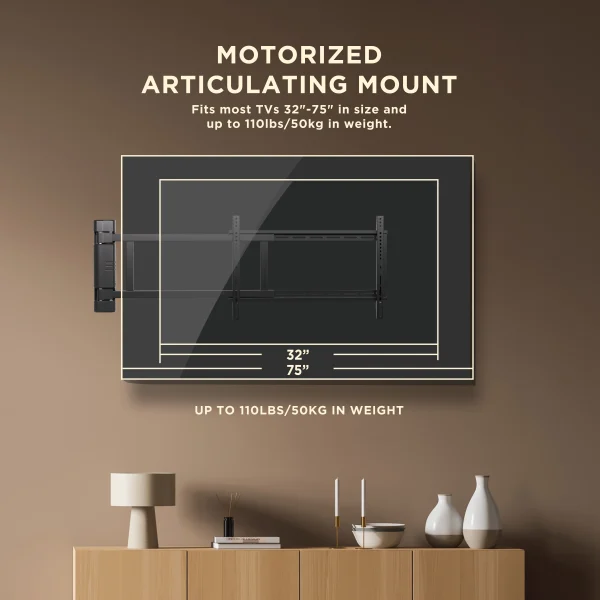 ProMounts Motorized Articulating Swing TV Wall Mount for TVs 32 - 75 in up to 110 lbs with Remote Control - MadeInUSA - Image 8