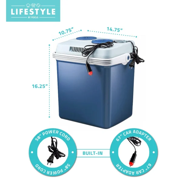Lifestyle 34-Quart Electric Cooler/Warmer with Dual AC and DC Power Cords (Blue) - MadeInUSA - Image 3