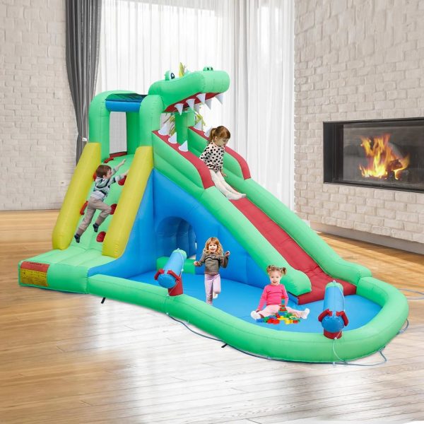 Inflatable Water Slides for Kids - Kinsuite Inflatable Bounce House Water Slide w/Jumping Area Climbing Wall Water Cannon Splash Pool Tunnel Indoor - MadeInUSA - Image 8