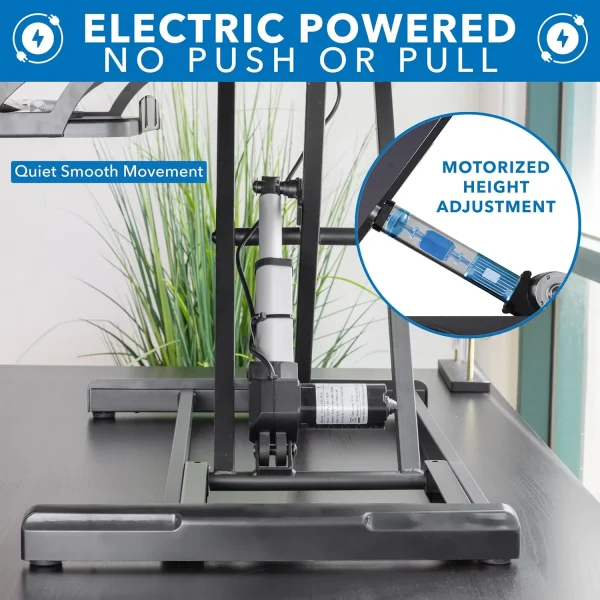 YiSHOP Electric Standing Desk Converter with 38"Tabletop, Height Adjustable Sit Stand Desk Riser, Motorized Desk Riser with Keyboard Tray and Device Slot, Fits Monitor & Laptop, Black - MadeInUSA - Image 2
