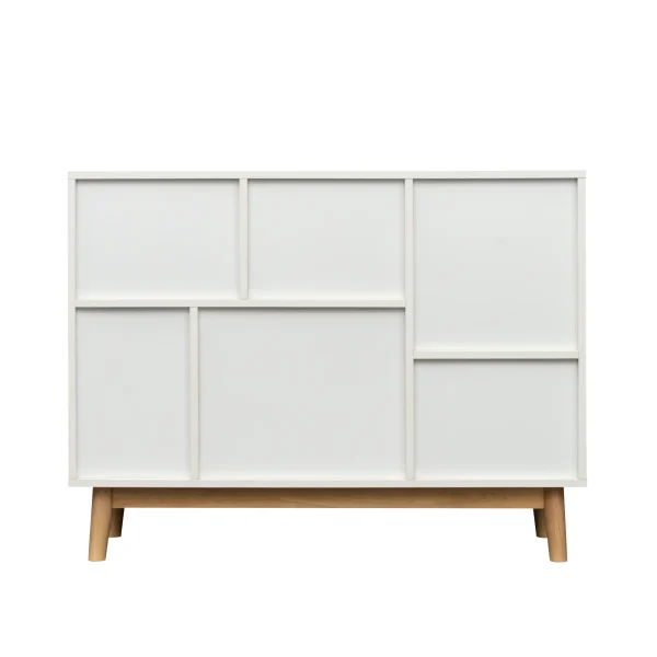 LANTRO JS Multi-purpose storage cabinet with display stand and door, entrance channel, modern buffet or kitchen sideboard, TV cabinet, white and oak - MadeInUSA - Image 2