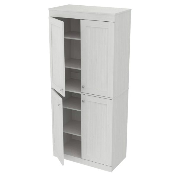 Inval Shaker-Style 4-Piece 95"W Buffet Storage Cabinet System, Washed Oak - MadeInUSA - Image 5