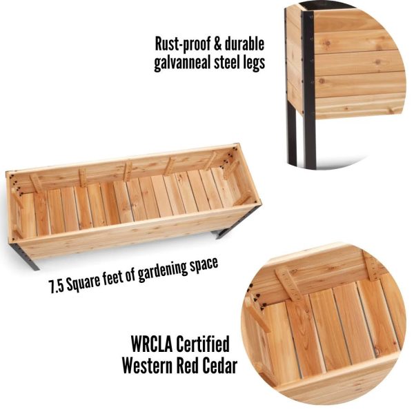 Cedar Planters 18" x 60" Raised Garden Bed - MadeInUSA - Image 7