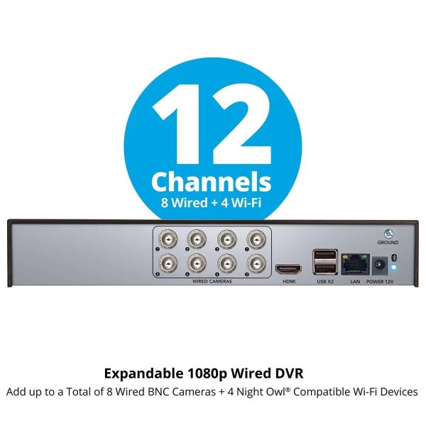 Night Owl 2-Way Audio 12 Channel DVR Security System with 1TB Hard Drive and 8 Wired 1080p Deterrence Cameras, Size: Varies by Model, Black - MadeInUSA - Image 7