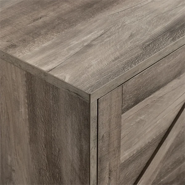 Pemberly Row Contemporary 70"Simple Wood Barndoor TV Stand in Gray - MadeInUSA - Image 4