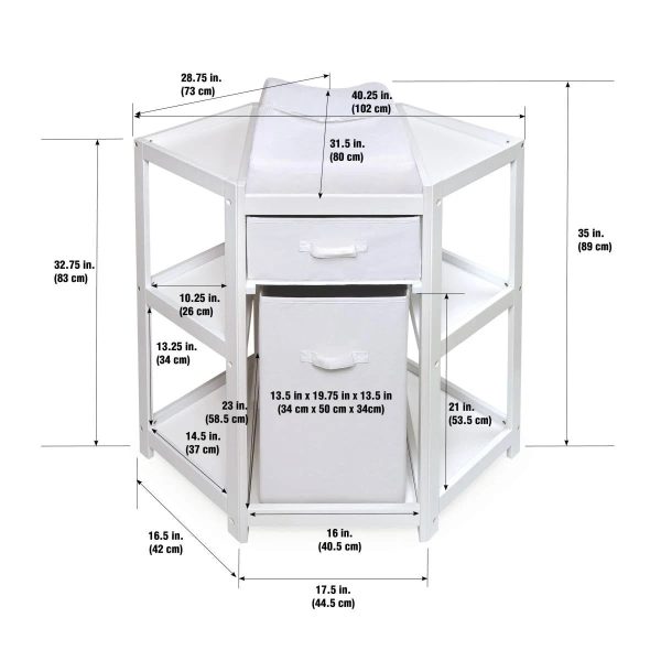 Badger Basket Diaper Corner Baby Changing Table with Hamper and White - MadeInUSA - Image 11