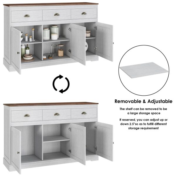 Homfa Sideboard Storage Cabinet with 3 Drawers & 3 Doors, 47.2'' Wide - MadeInUSA - Image 6