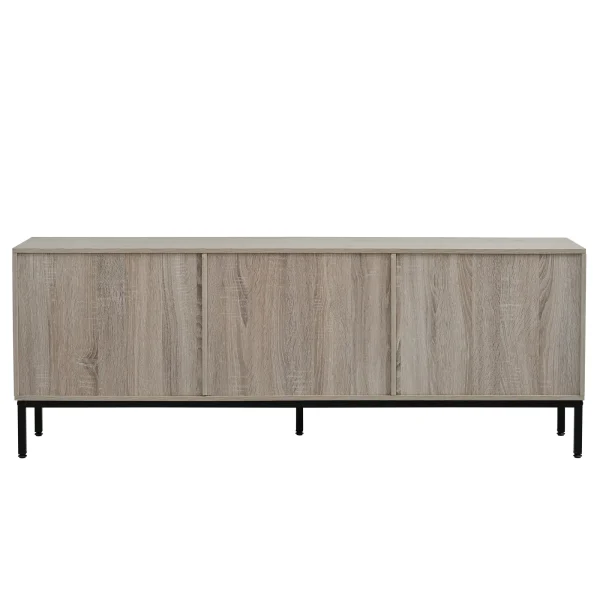 Rustic Farmhouse Rattan TV Stand, 65 Console Table, 2-Door Entertainment Center - MadeInUSA - Image 7