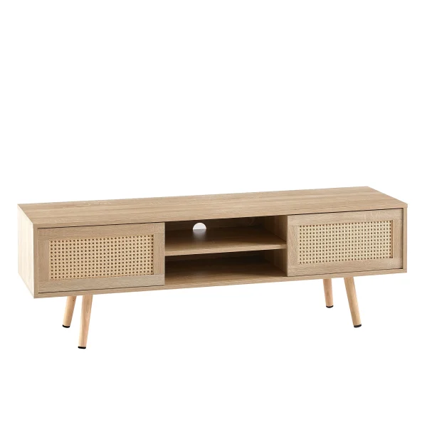Rattan TV Stand with Storage - Natural - MadeInUSA - Image 6