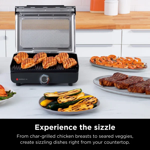Ninja Sizzle Smokeless Indoor Grill with Nonstick Grill Plate, GR100 - MadeInUSA - Image 2