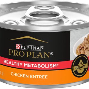 Purina Pro Plan High Protein Gravy Wet Cat Food, SPECIALIZED Healthy Metabolism Formula Chicken Entree 24 3 oz. PullTop Cans - MadeInUSA