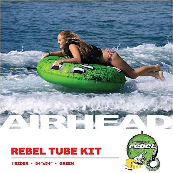 Airhead Rebel Kit | 1 Rider Towable Tube w/Rope & Pump, Multi, One Size (AHRE-12) - MadeInUSA - Image 7