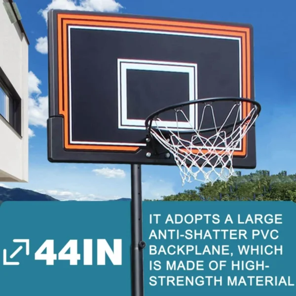 NiamVelo  Basketball Hoop Basketball Goal, 7-10FT Height Adjustable Basketball Backboard with Stand & Wheels  for Kids Adult Youth Black - MadeInUSA - Image 5