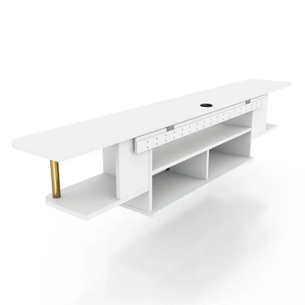 Furniture of America Haft Wood 63"Length Floating TV Console in White - MadeInUSA - Image 6