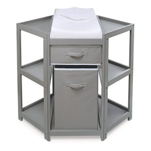 Badger Basket Diaper Corner Baby Changing Table, Gray - MadeInUSA