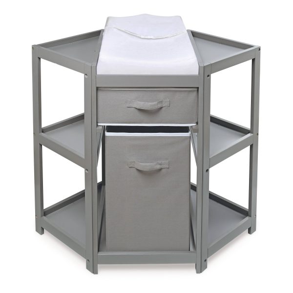 Badger Basket Diaper Corner Baby Changing Table, Gray - MadeInUSA