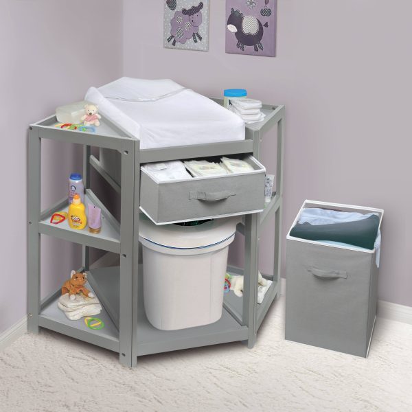 Badger Basket Diaper Corner Baby Changing Table with Hamper and White - MadeInUSA - Image 9