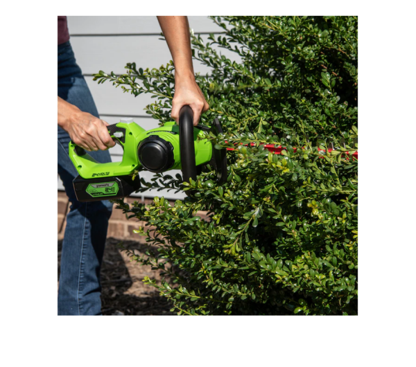 Greenworks HT24B414 24Volt 22in Dual Cordless Electric Hedge Trimmer Battery Charger Included - MadeInUSA - Image 9