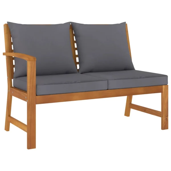 Dcenta  Bench with Cushion and Right Armrest Patio Porch Chair Acacia Wood for Backyard, Balcony, Park, Lawn, School Playground, College 45.1 x 23.8 x 31.9 Inches (W x D x H) - MadeInUSA
