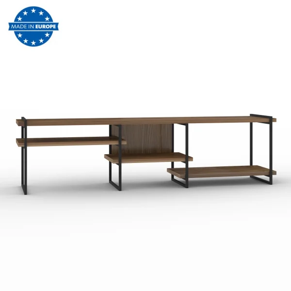 Casamudo Modern 3 Compartment TV Stand, Rustic Storage Media Console, Livingroom Furniture with Storage - MadeInUSA