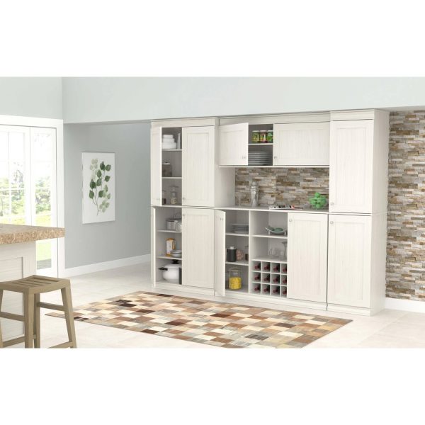 Inval Shaker-Style 4-Piece 95"W Buffet Storage Cabinet System, Washed Oak - MadeInUSA - Image 3