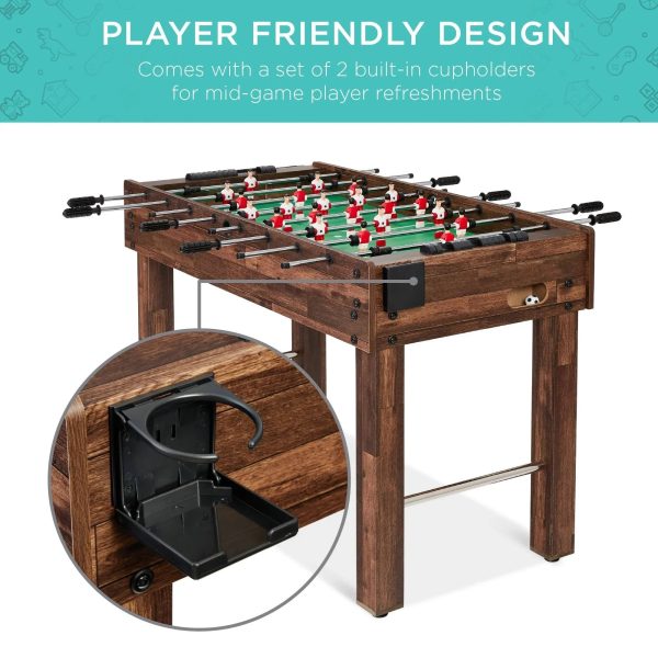 Best Choice Products 48in Competition Sized Foosball Table for Home, Game Room w/ 2 Balls, 2 Cup Holders - Dark Brown - MadeInUSA - Image 3