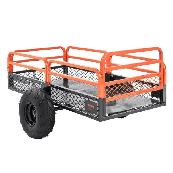 VEVOR Heavy Duty Steel ATV Dump Trailer, 1500-Pound Load Capacity 15 Cubic Feet, Tow Behind Dump Cart Garden Trailer, with Removable Sides and 2 - MadeInUSA - Image 5
