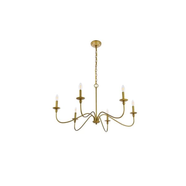 Ableton 6 - Light Candle Style Classic / Traditional Chandelier Birch Lane Finish: Brass, Size: 18" H x 30" W x 30" D - MadeInUSA - Image 2