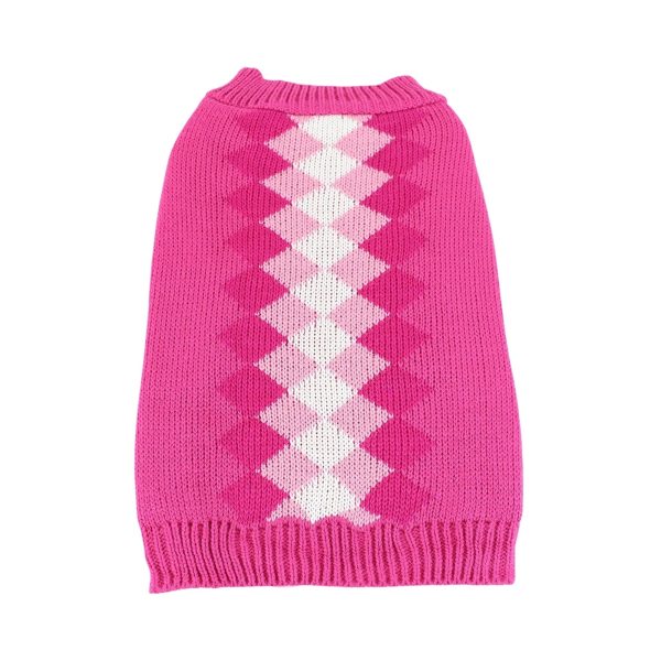 Midlee Argyle Dog Sweater - Pink - Image 2