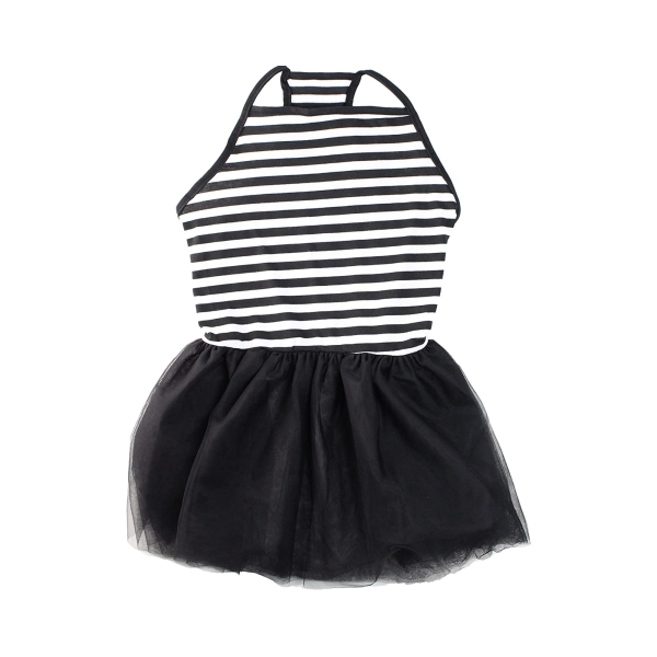Midlee Elegant Black & White Stripe Tutu Large Dog Dress - Image 5
