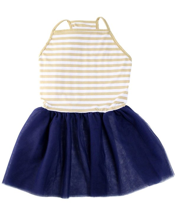 Midlee Elegant Tan & White Stripe Tutu Large Dog Dress - Image 10
