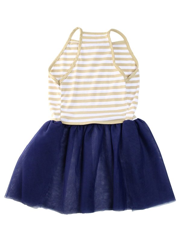 Midlee Elegant Tan & White Stripe Tutu Large Dog Dress - Image 9