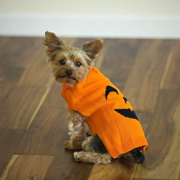 Midlee Pumpkin Face Dog Sweater - Image 2