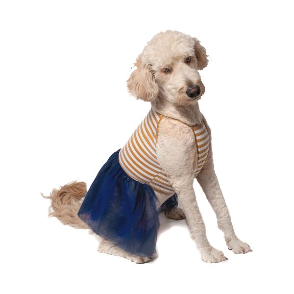 Midlee Elegant Tan & White Stripe Tutu Large Dog Dress - Image 8