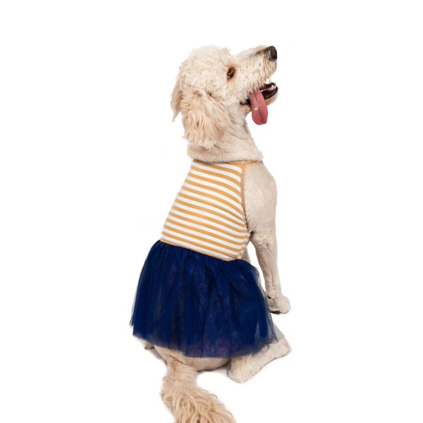 Midlee Elegant Tan & White Stripe Tutu Large Dog Dress - Image 6