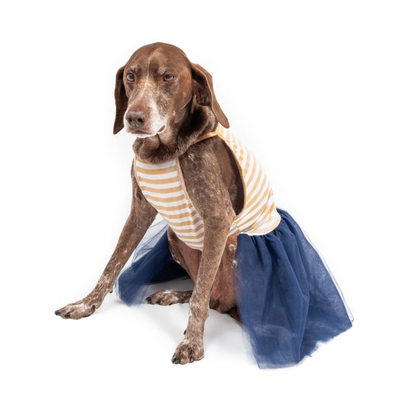 Midlee Elegant Tan & White Stripe Tutu Large Dog Dress - Image 4